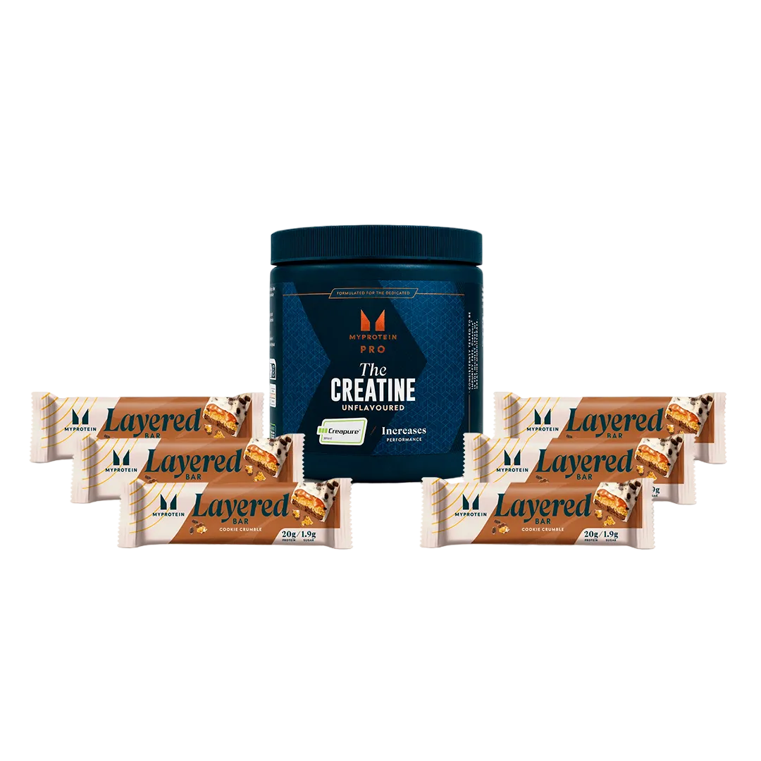 Creatina Creapure 500g + 6 Barras de proteína Layered Cookie 20g
