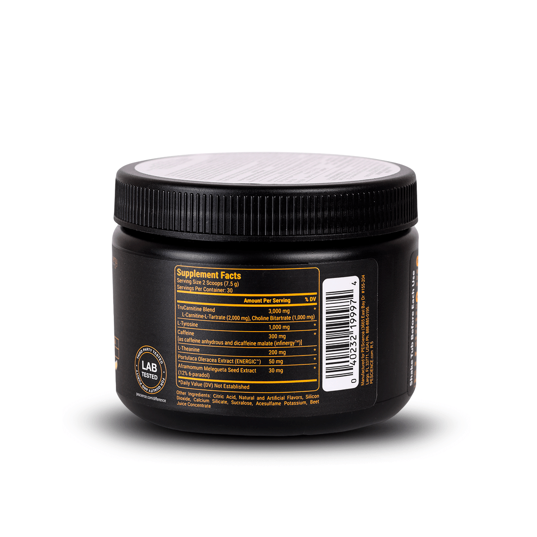 Alphamine 225 Gr - 30 servicios, suplemento energético con ingredientes clave para potenciar tu rendimiento.