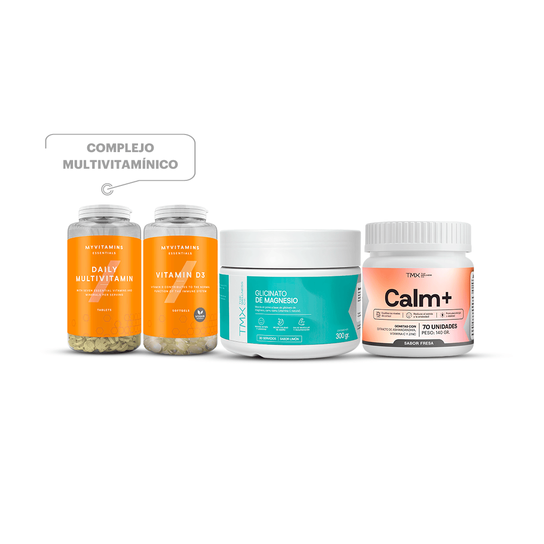 Daily Multivitamin + Vitamina D3 + Glicinato de Magnesio + Gomitas Calm+