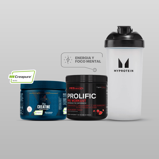 Papá Pump Pro: Creatine Creapure 250gr + Prolific 280gr mix + Shaker MyProtein 600 ml