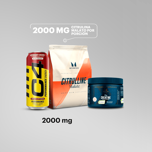 Bombeo y Fuerza: Citrulina 250gr + Creatina Creapure 250gr + Lata C4