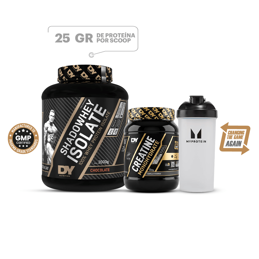 Shadow Whey Isolate DY Chocolate 2kg + Creatine DY 500gr + Shaker MyProtein 600ml