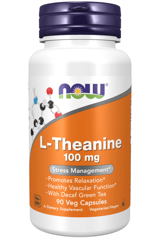 L-Teanina 100 mg enfoque y rendimiento mental Cápsulas Vegetales NOW