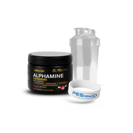 Promo Maratón: ALPHAMINE 225 GR + SHAKER 400 ML + PULSERA PESCIENCE BLANCA