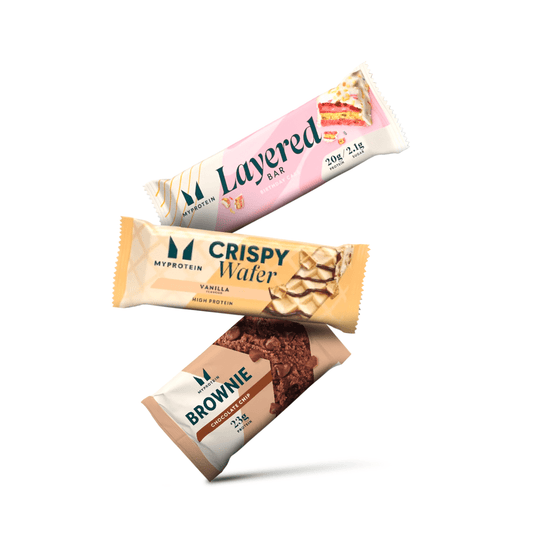 Promo Maratón: Protein Brownie + Protein  Waffer + Layered Bar vainilla Birthday Cake