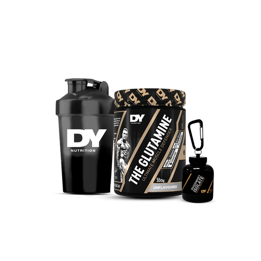 PROMO ANIVERSARIO: GLUTAMINA 300 GR DY + SHAKER 400ML DY + LLAVERO DY