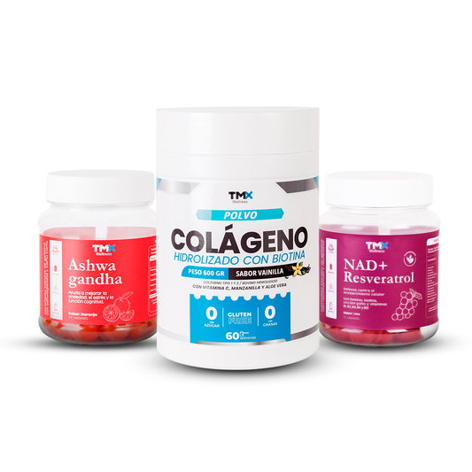 Mamá sin Límites: Colágeno 600gr + NAD Resveratrol Gomitas + Ashwaganda