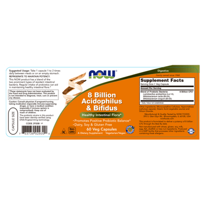PROBIÓTICOS 8 Billion Acidophilus & Bifidus NOW