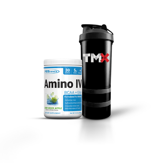 KIT RUNNERS: AMINO IV 405 gr + SHAKER CON COMPARTIMENTOS TMX