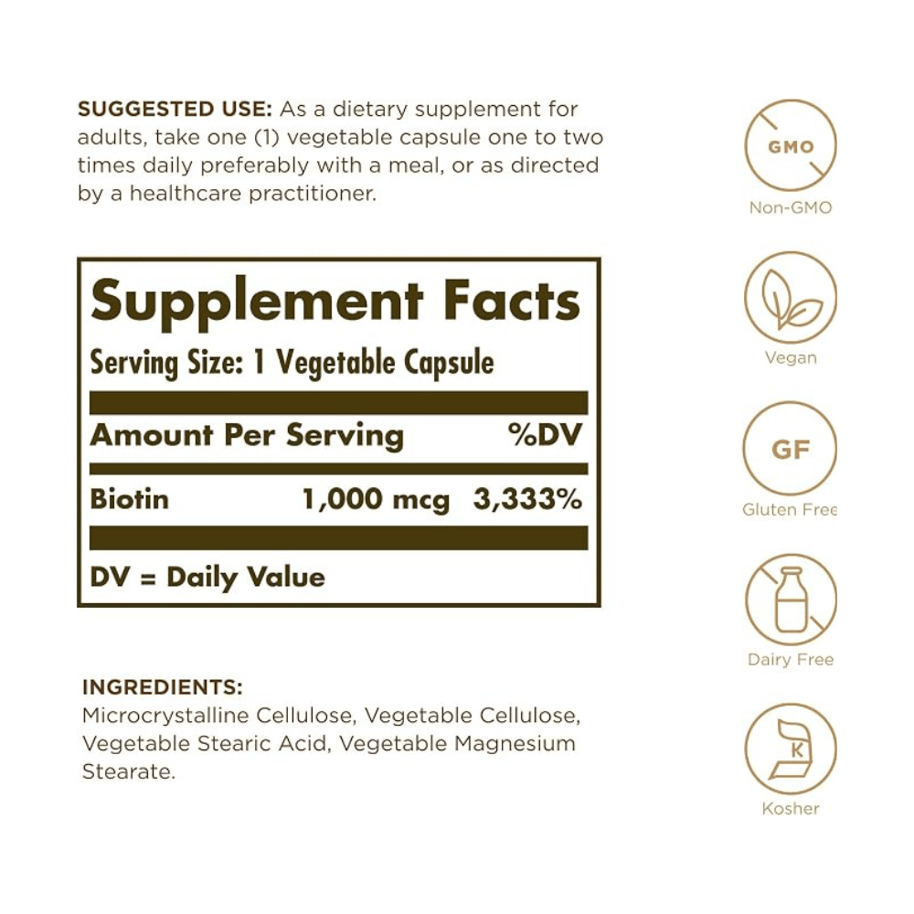 Biotin 10,000 mcg 120 cápsulas Solgar