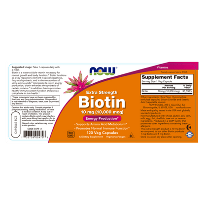 Extra Fuerza Biotina 10,000 mcg NOW