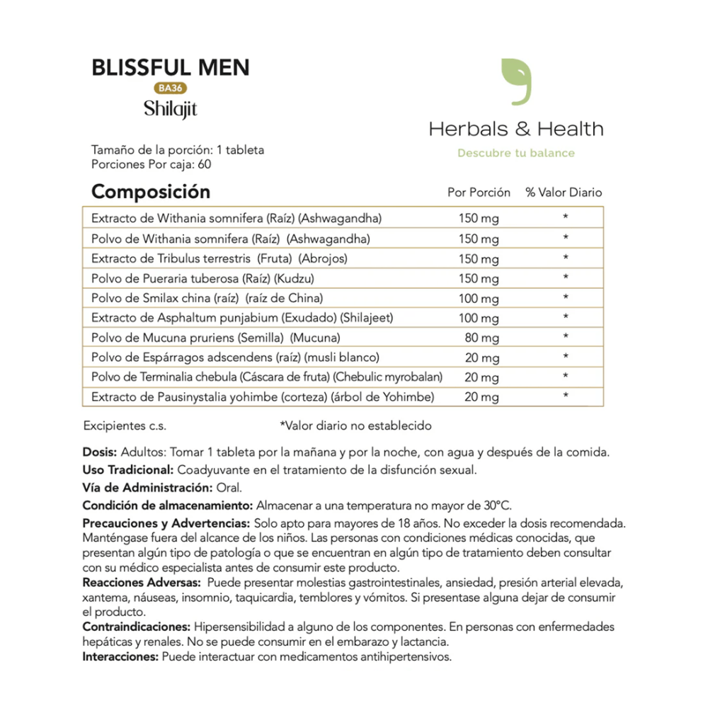 Blissful Men 60 tabletas de 1000 mg