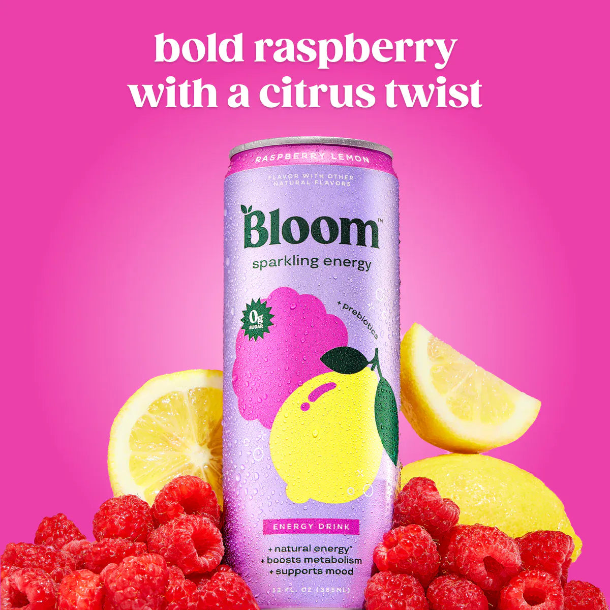 Bebida energética burbujeante Raspberry Lemon Bloom