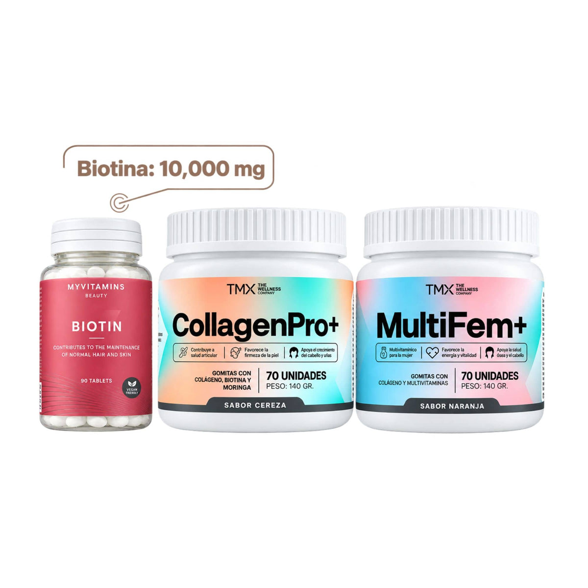 Cabello & Piel Pro: Biotin + Gomitas CollagenPro + Gomitas Beauty