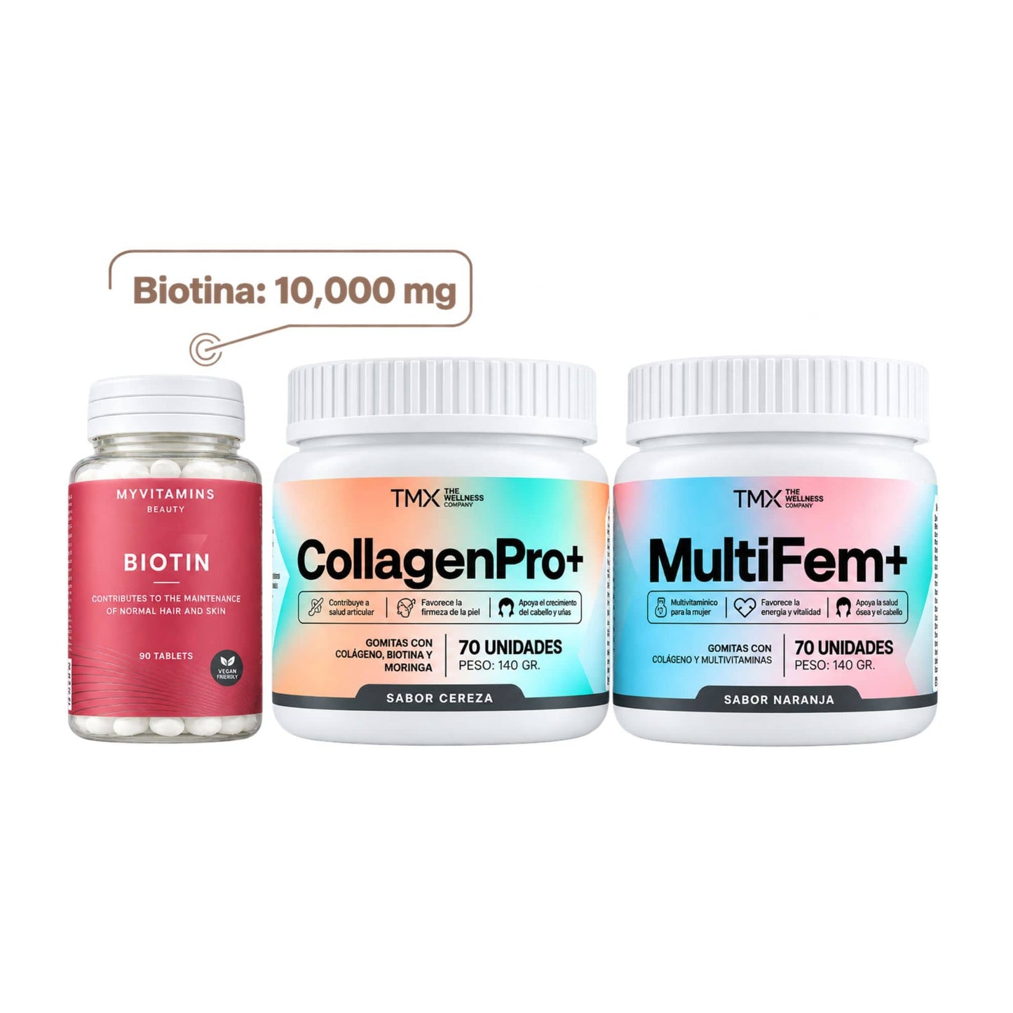 Cabello & Piel Pro: Biotin + Gomitas CollagenPro + Gomitas Beauty