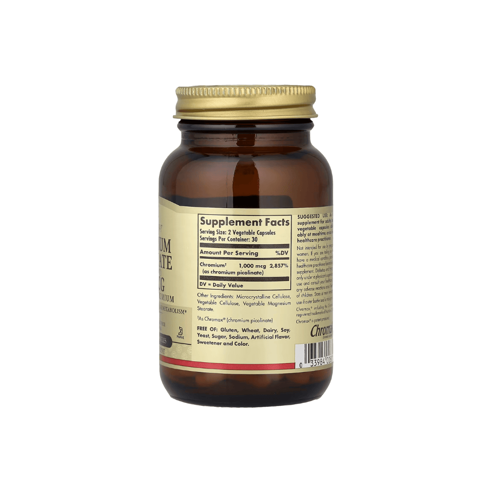 Cápsulas vegetales de picolinato de cromo 500 mcg Solgar