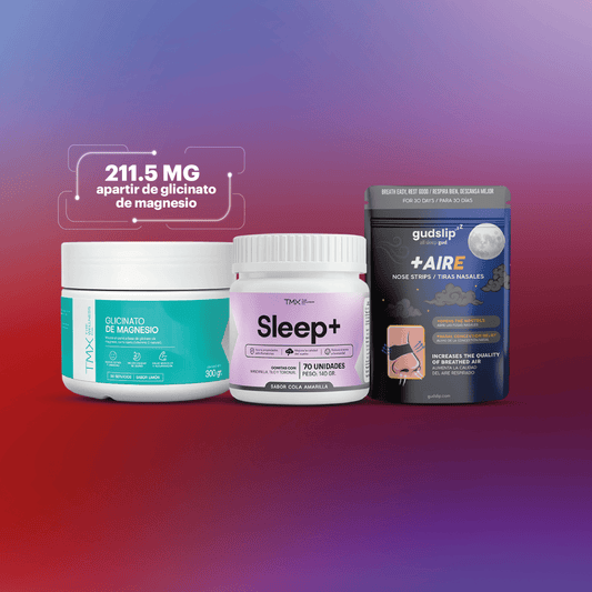 Sleep & Recovery Pro : Gomitas Sleep+ + Glicinato de Magnesio 300g + Cinta Bucal Gudslip (30u)