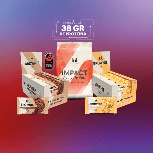 Snack Box + Whey (AOV booster): Impact Whey Protein 1kg + Protein Brownie Chocolate (12u) + Protein Brownie White Chocolate (12u)
