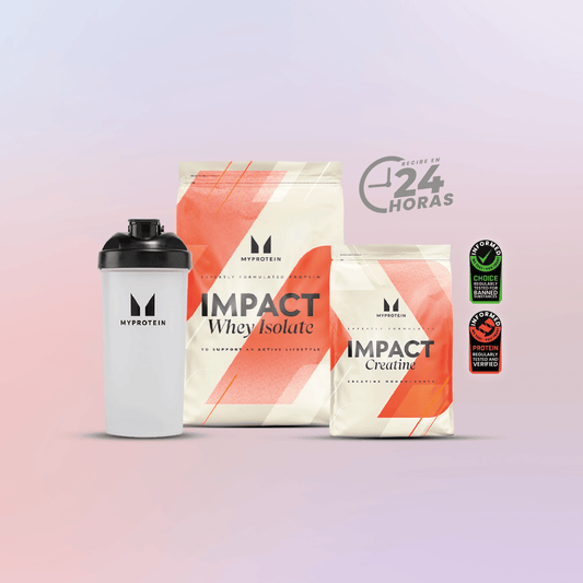 Pack volúmen magro: Impact whey isolate 1kg + creatina 250gr Mp + Shaker 600ml Mp