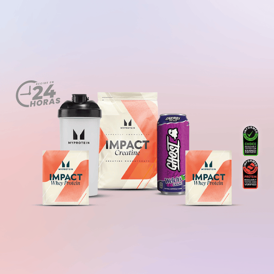 Pack activación máxima: Creatina 250gr Mp + Lata Ghost + Shaker 600ml + 2 Samples Impact Whey