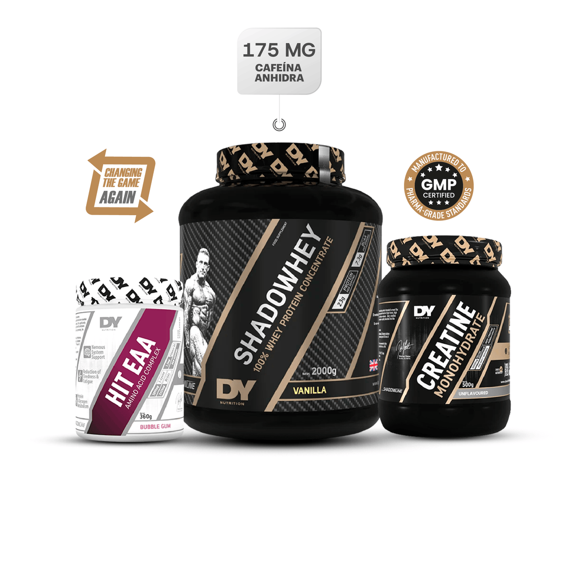 Shadowhey Protein Vainilla 2 kg + Creatina DY 500 g + HIT EAA Bubble Gum
