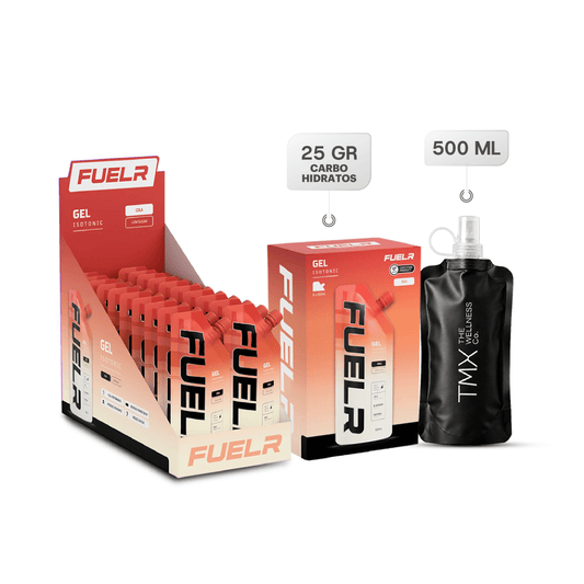 FuelR Isotonic Gel Cola caja x20 + FuelR Isotonic Gel Cola caja x6 + Soft Flask 500 ml