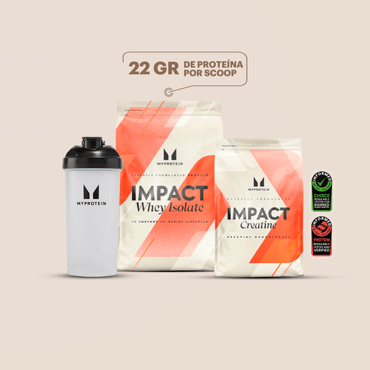 Pack volúmen magro: Impact whey isolate 1kg + creatina 250gr Mp + Shaker 600ml Mp