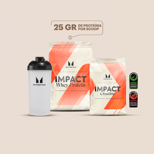 Pack fuerza y volumen: Impact whey protein 2.5kg + creatina 250gr Mp + Shaker 600ml Mp