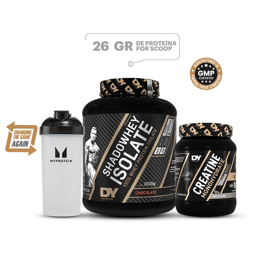 Shadow Whey Isolate DY Chocolate 2kg + Creatine DY 500gr + Shaker MyProtein 600ml