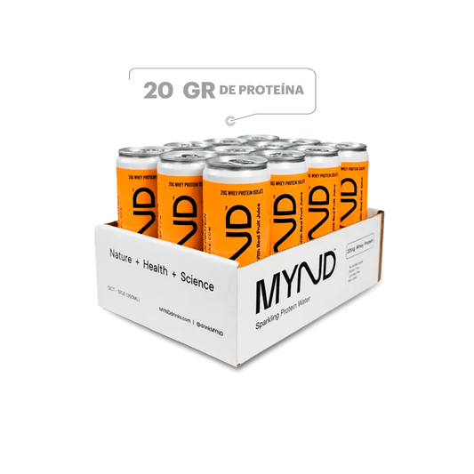 Caja MYND Sparkling Protein Water Mango Naranja x12