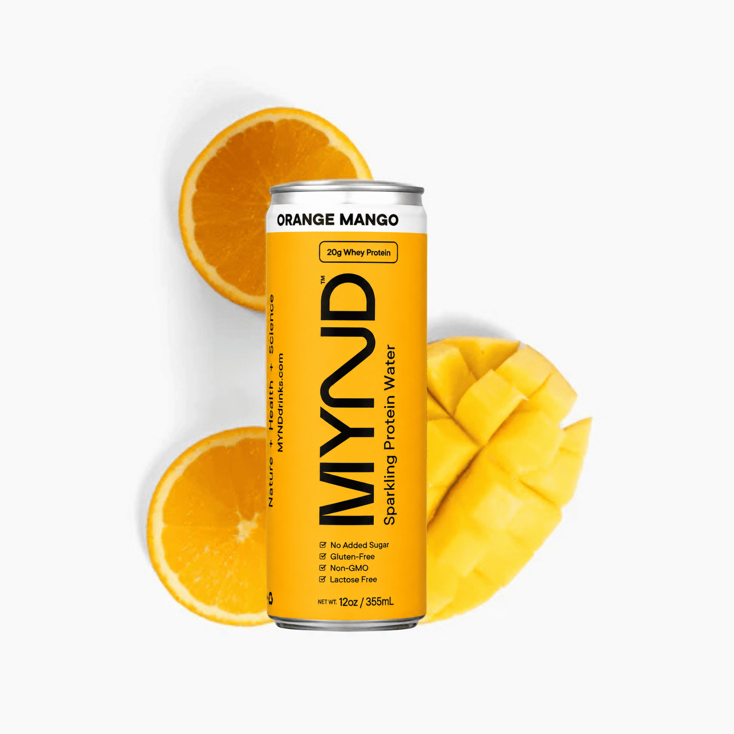 Pack 12 Latas de proteína espumosa Mynd Mango naranja
