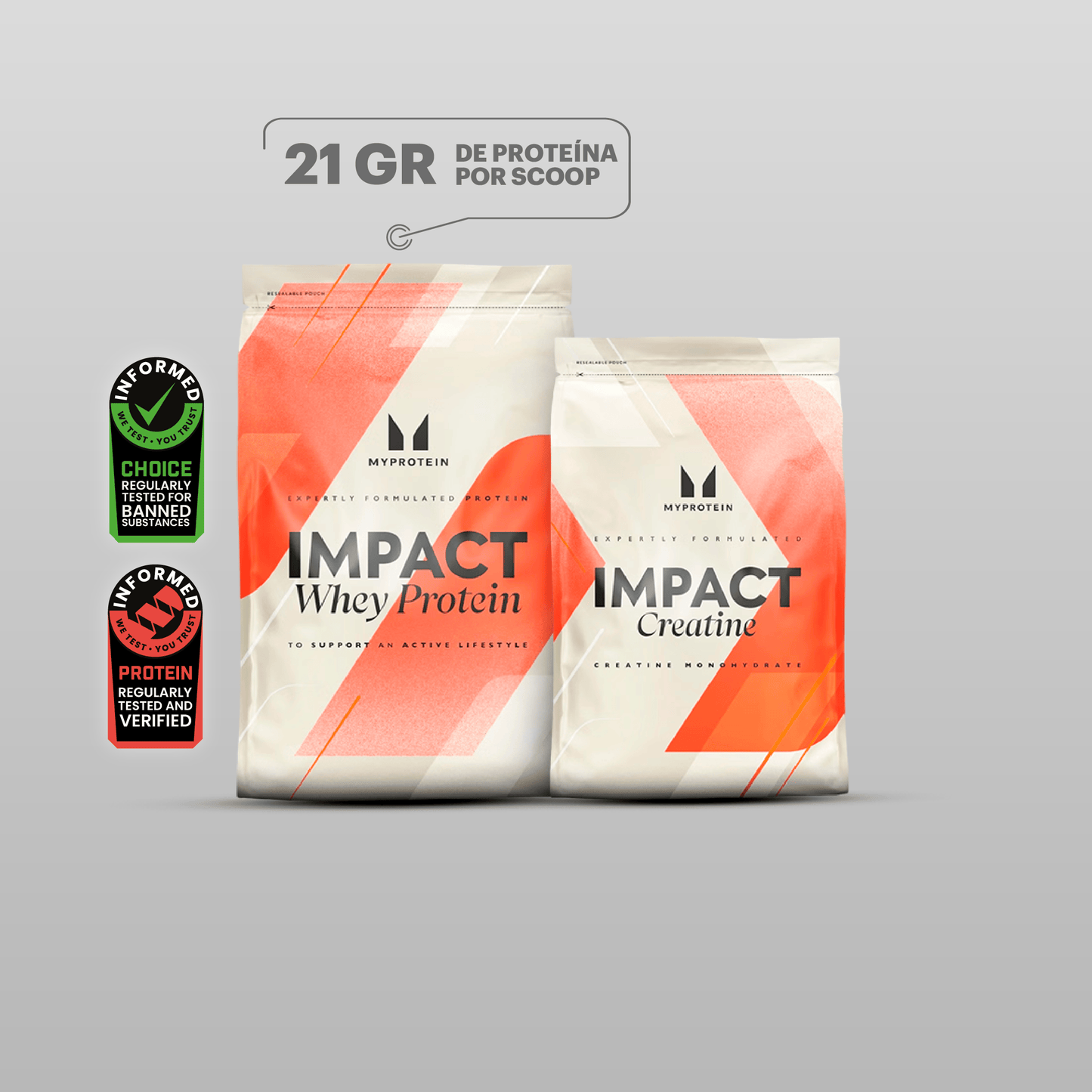 Papá Fuerza 60D: Impact Whey Vainilla 2.5kg + Creatina 500gr