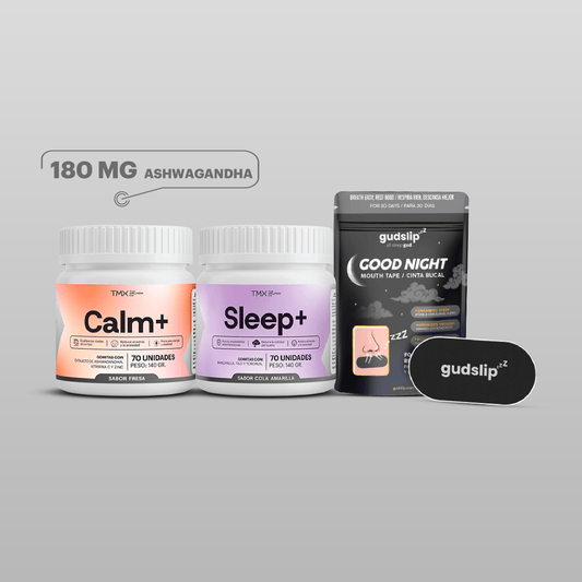 Papá Recuperación Nocturna: Gomitas Calm fresa + Gomitas Sleep Cola + Cinta Bucal Gudslip 30und