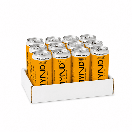 Pack 12 Latas de proteína espumosa Mynd Mango naranja