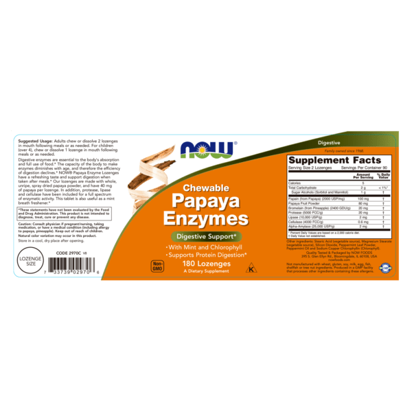 Enzimas de papaya masticable