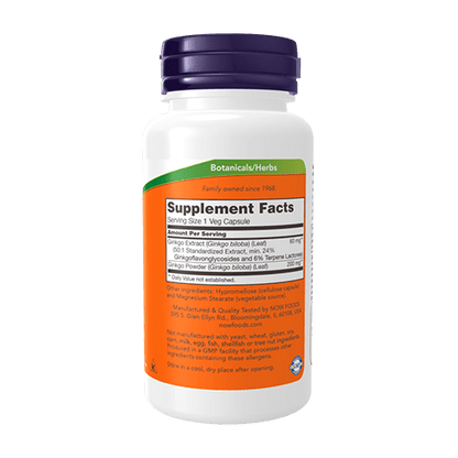 Energía cerebral Ginkgo Biloba 60 mg NOW