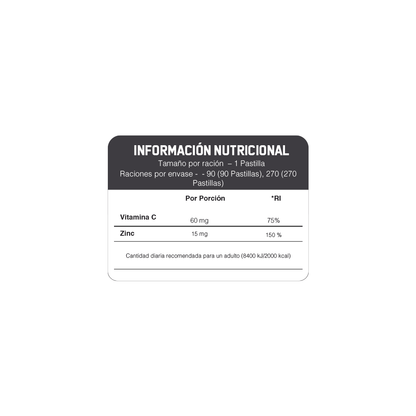 Comprimidos de Zinc 90 Tabletas