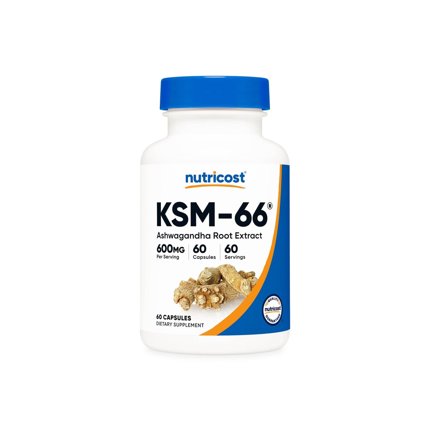 Extracto de raíz de ashwagandha 600 mg Nutricost - vista frontal
