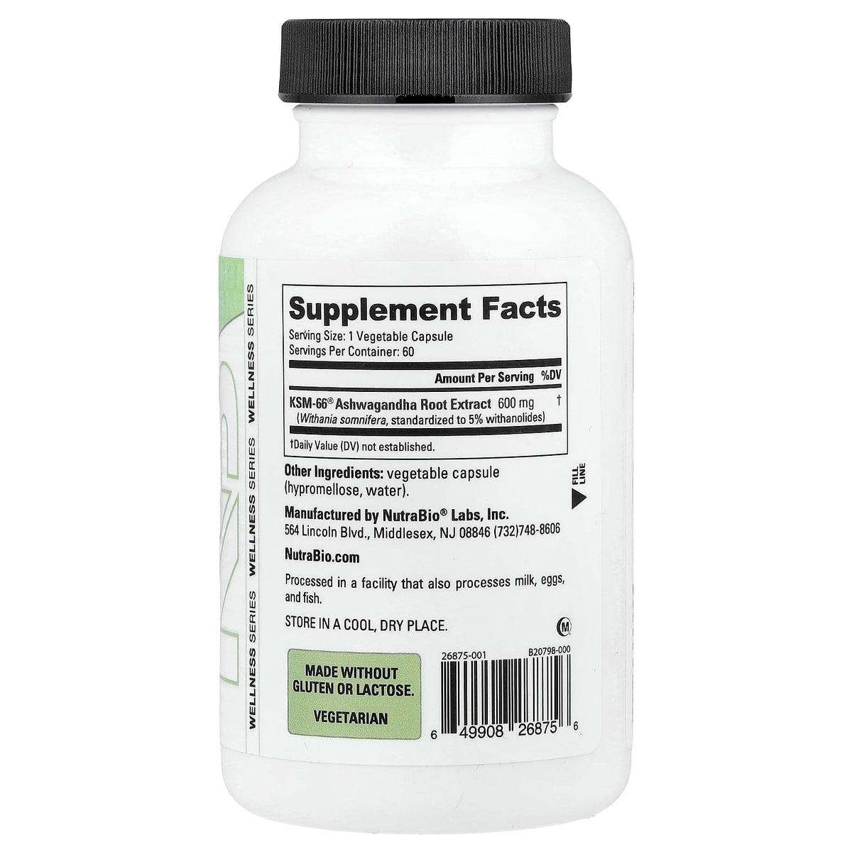 Ashwagandha KSM-66, 60 capsulas Nutrabio - imagen 2