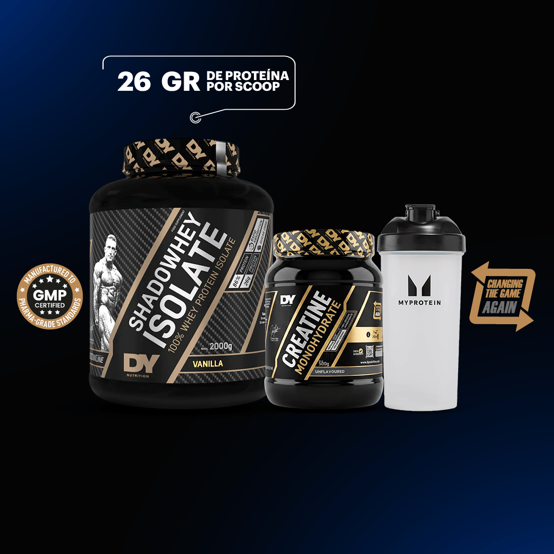 Shadow Whey Isolate DY Vainilla 2kg + Creatine DY 500gr + Shaker MyProtein 600ml