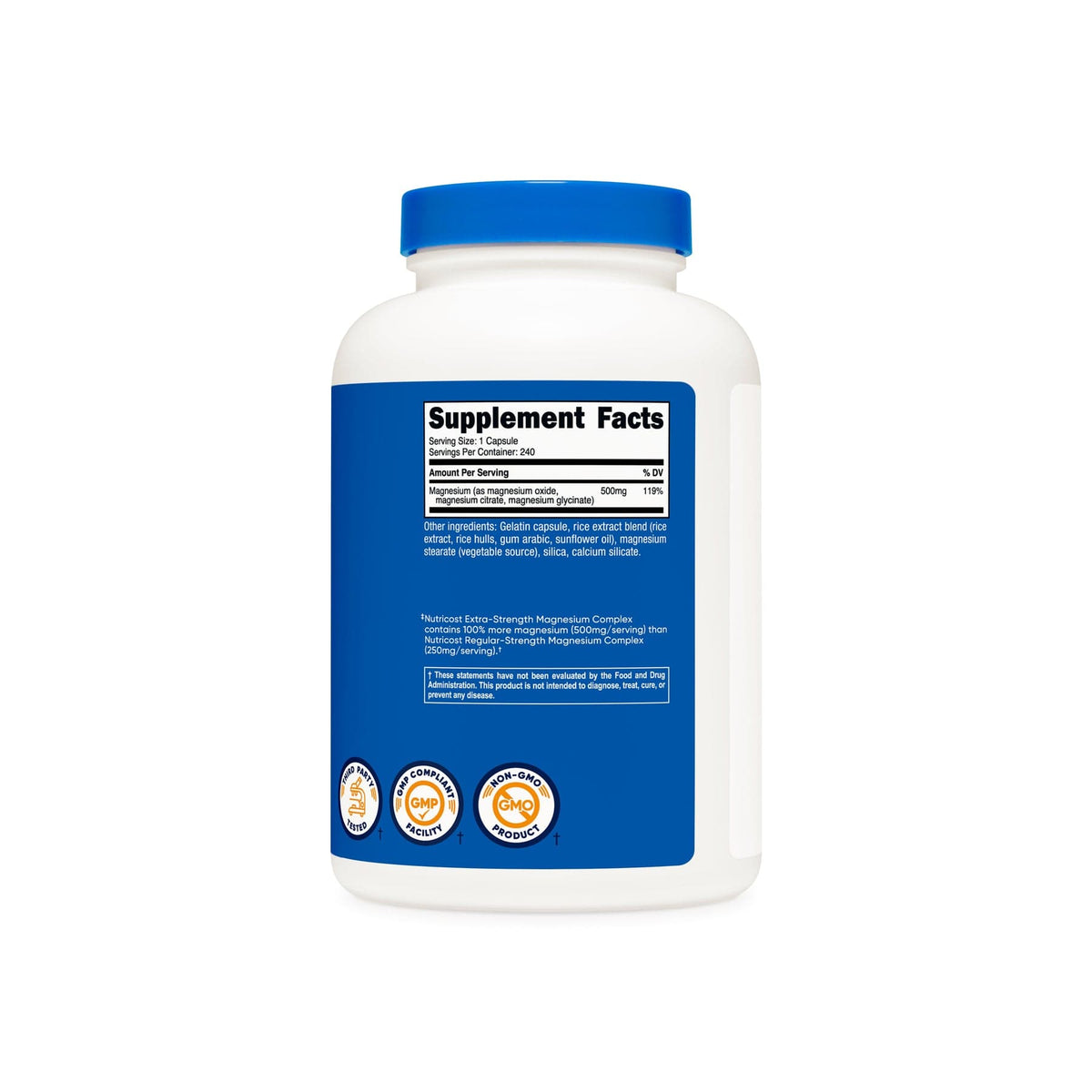 Complejo de magnesio 500 mg Nutricost - información del suplemento