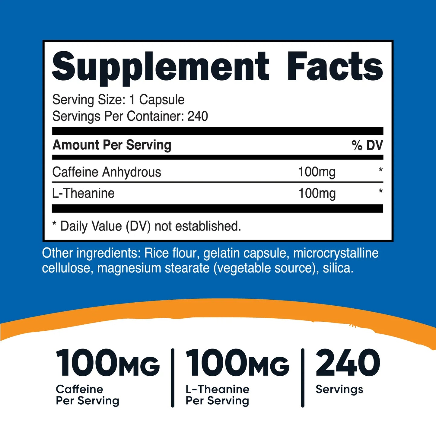 Cafeína con L-Teanina Cápsula Nutricost