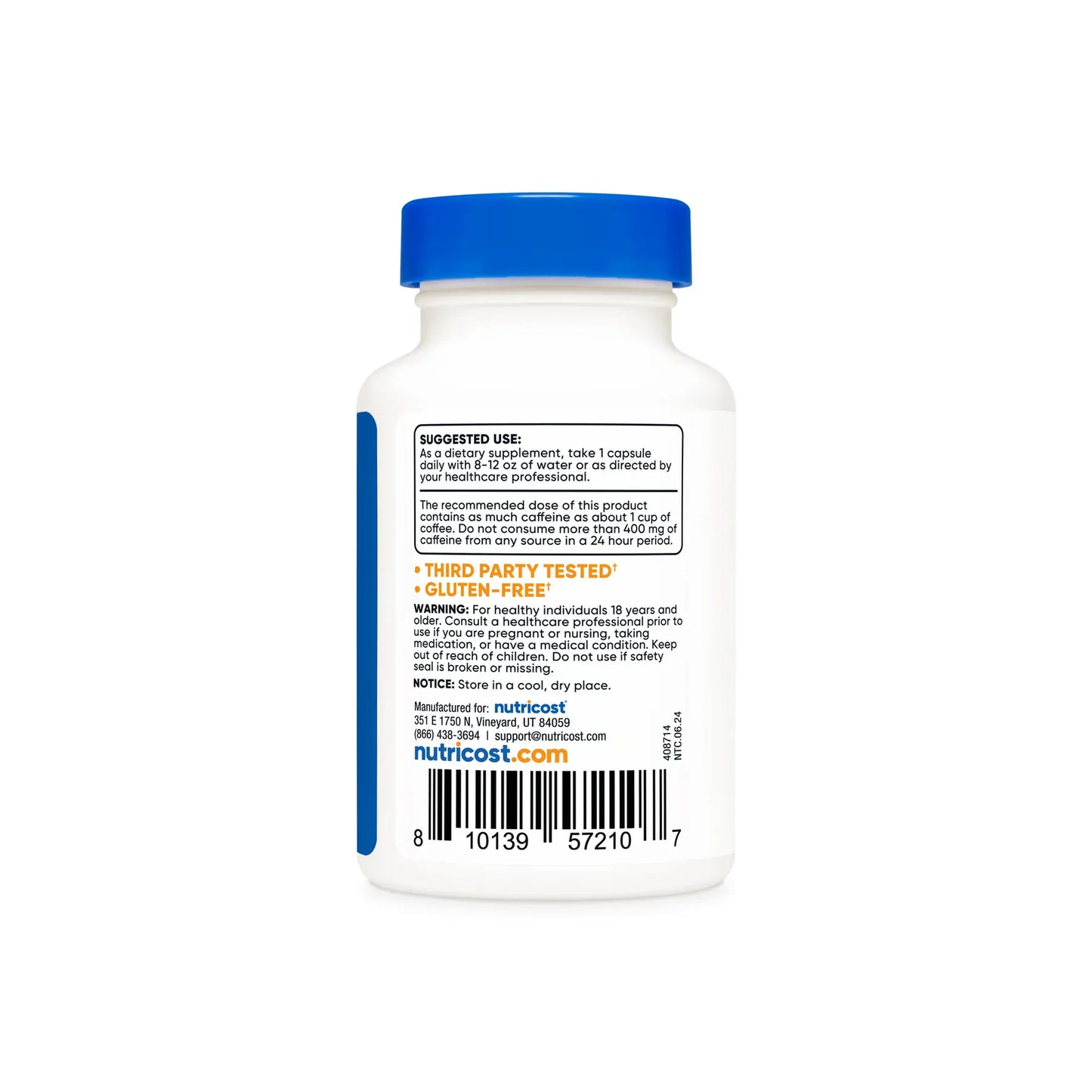 Cafeína con L-Teanina Cápsula Nutricost