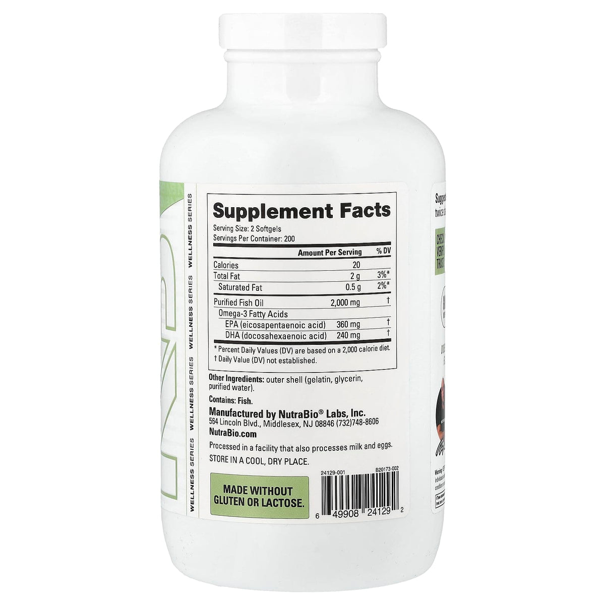 Omega 3, Fish Oil 400 Softgels Nutrabio - imagen 2