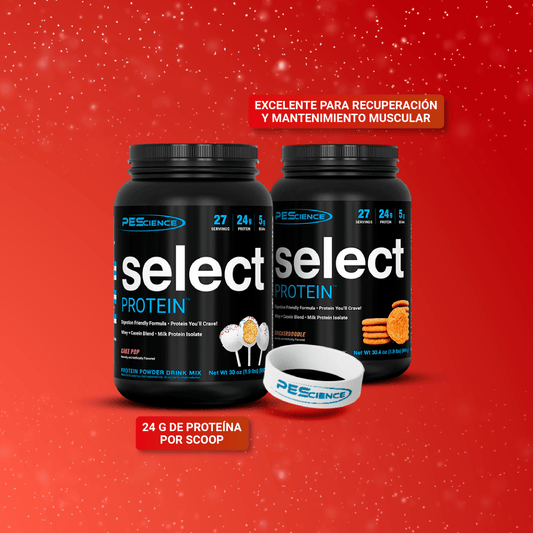 PROMO FIT: La segunda a 60% OFF pescience Select Protein Vainilla /snickerdoodle/cakepop 837GR  + PULSERA PESCIENCE